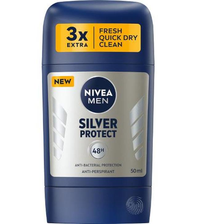 NIVEA MEN Antybakteryjny antyperspirant w sztyfcie Silver Protect, 50 ml