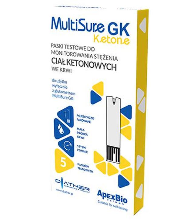 MultiSure GK Ketone Paski testowe do monitorowania stężenia ciał ketonowych we krwi - 5 szt. - cena, opinie, właściwości