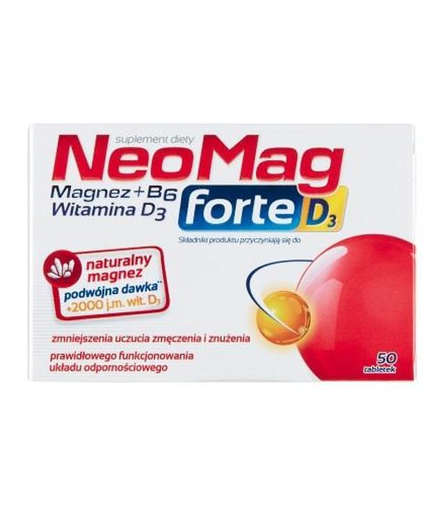 NEOMAG FORTE D3, Magnez, witamina D3 i B6, 50 tabletek