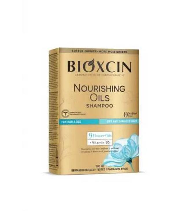 Bioxcin, Szampon do włosów suchych i zniszczonych z olejkami odżywczymi, przeciw wypadaniu włosów, 300 ml