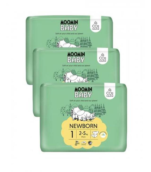 Moomin Baby 1 Newborn pieluszki 2-5 kg, 75 sztuk