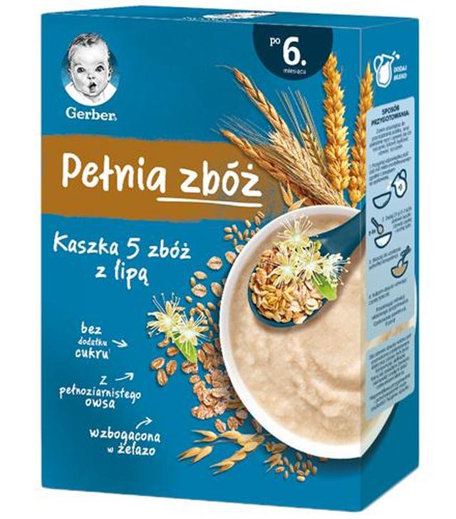 Gerber Pełnia Zbóż Kaszka 5 zbóż z lipą po 6 miesiącu - 200 g - cena, opinie, stosowanie