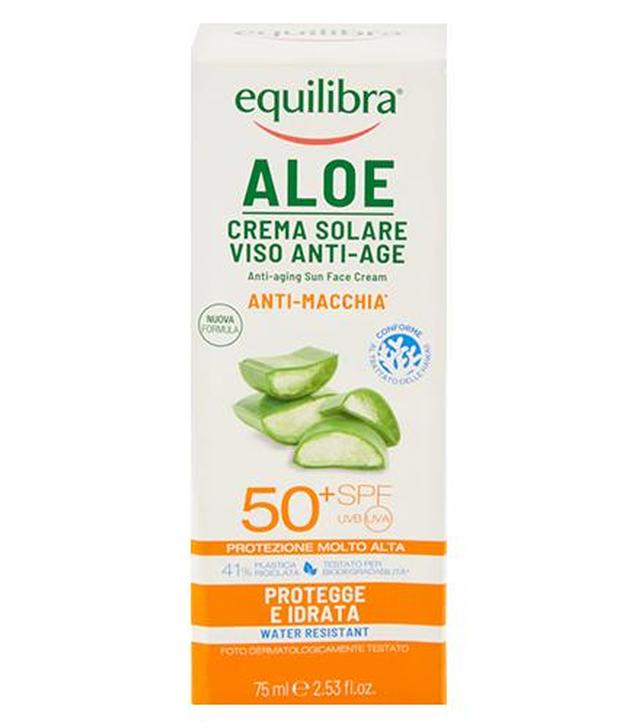 Equilibra Aloesowy Krem do twarzy przeciwsłoneczny anti-age SPF 50+ UVA/UVB, 75 ml