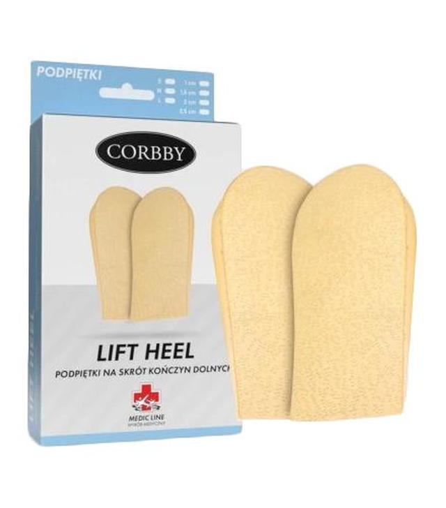 Corbby Lift Heel Podpiętki na skrót kończyn dolnych 1,5 cm M, 2 sztuki