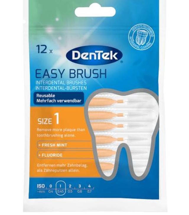 DenTek Szczoteczki międzyzębowe Easy Brush, rozmiar 1 (0, 45mm), 12 sztuk