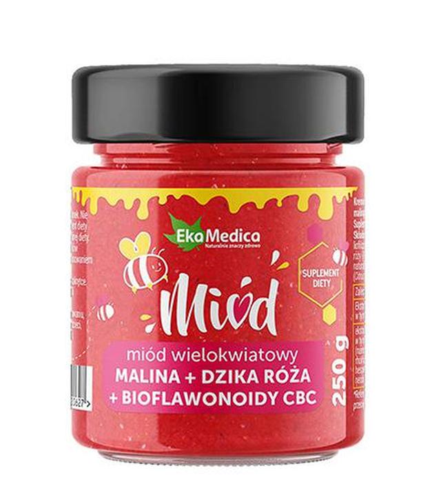 Ekamedica Miód wielokwiatowy Malina + Dzika róża + Bioflawonoidy CBC - 250 g - cena, opinie, wskazania