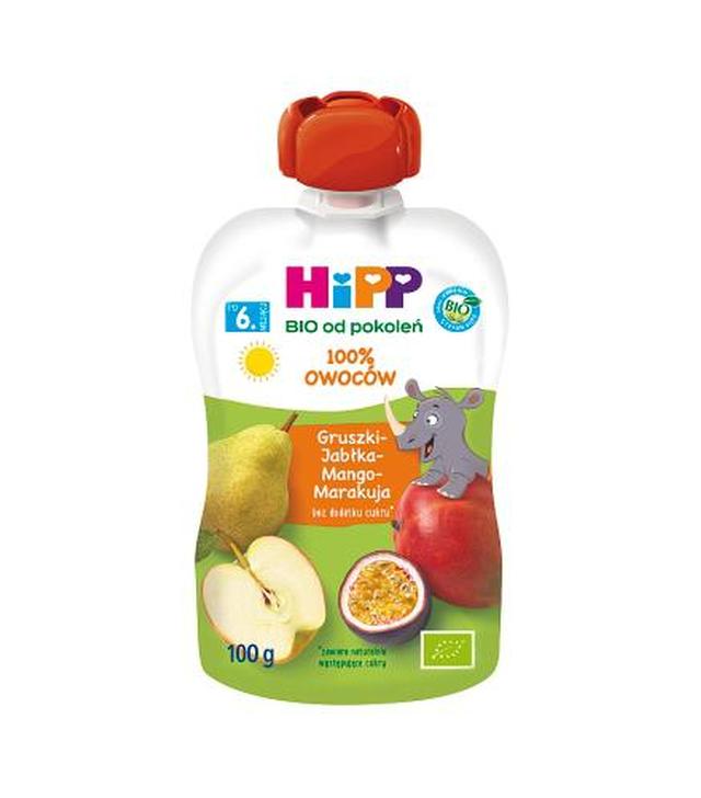 HiPP BIO od pokoleń, Gruszki-Jabłka-Mango-Marakuja, po 6. m-cu, 100 g, cena, opinie, skład