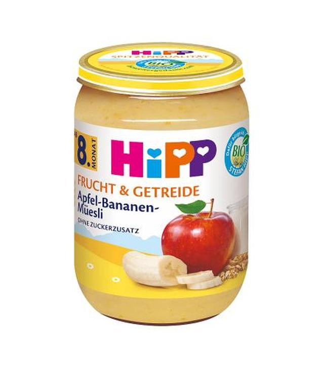 Hipp Jabłka i banany z musli BIO, 190 g, cena, skład, opinie