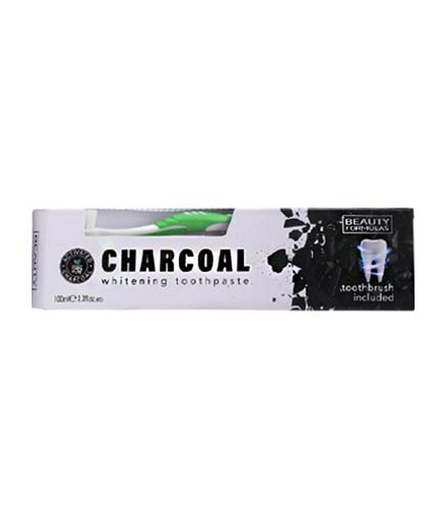 Beauty Formulas Charcoal Wybielająca pasta do zębów z aktywnym węglem, 100 ml + Szczoteczka do zębów, 1 szt., cena, opinie, wskazania