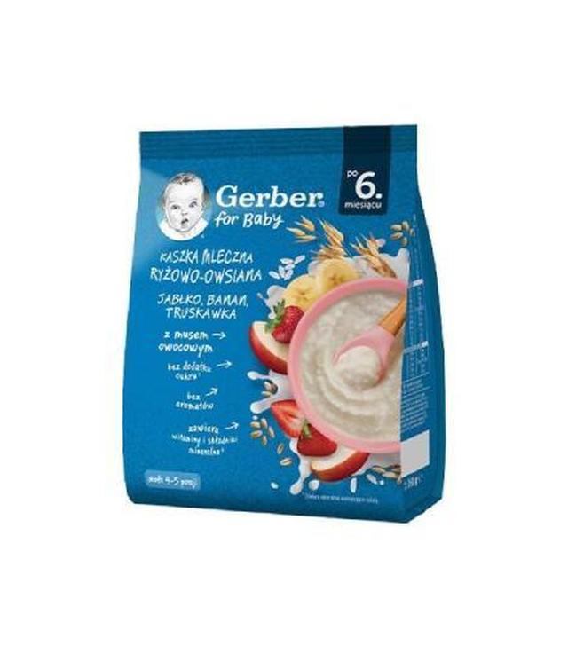 Gerber Kaszka mleczna ryżowo-owsiana jabłko banan truskawka po 6. miesiącu, 160 g