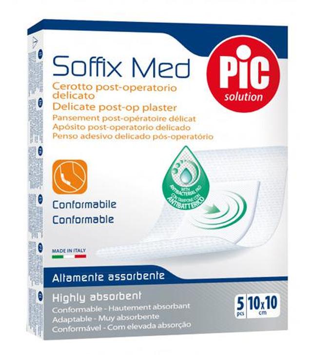 Pic Solution Soffix Med Plaster pooperacyjny z antybakteryjnym opatrunkiem 10 x 10 cm, 5 sztuk