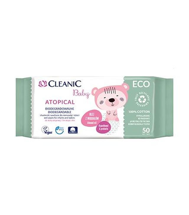 CLEANIC BABY ECO Atopical biodegradowalne chusteczki nawilżane dla niemowląt i dzieci 50 szt. - cena, opinie, właściwości