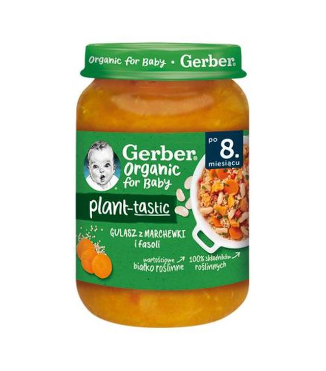 Gerber Organic for Baby Plant - Tastic Gulasz z marchewki i fasoli po 8. miesiącu, 190 g, cena, opinie, składniki - ważny do 2024-07-31