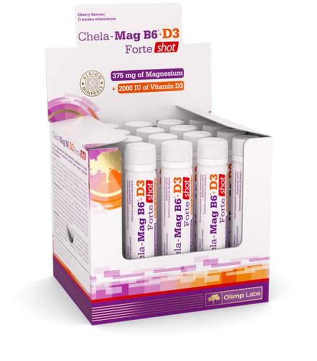 Olimp Chela Mag B6 + D3 Forte Shot o smaku wiśniowym,25ml