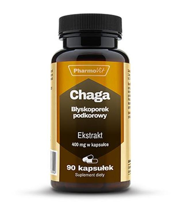PharmoVit Chaga Błyskoporek podkorowy 400 mg - 90 kaps. Na błonę śluzową żołądka - cena, opinie, właściwości
