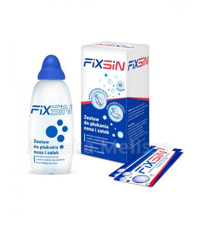 FIXSIN Zestaw do płukania nosa i zatok - 1 butelka + 15 sasz.