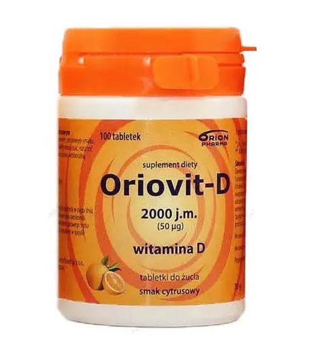 Orion Pharma Oriovit - D 2000 j.m., witamina D, tabletki pudrowe o smaku cytrusowym, 100 tabl., cena, opinie, właściwości