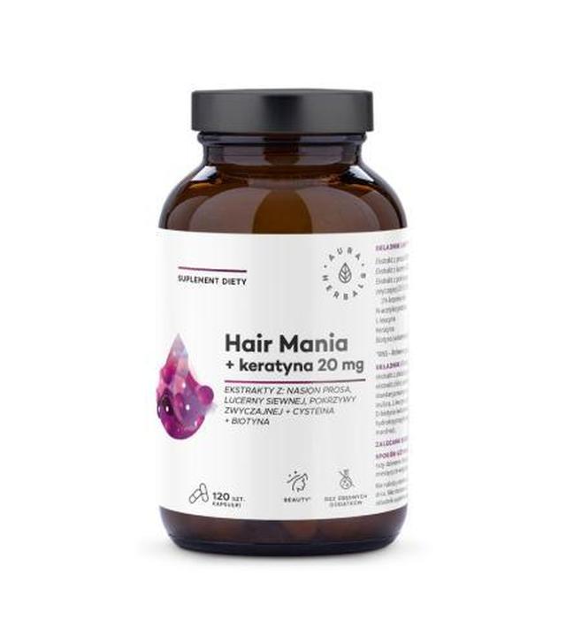 Aura Herbals Hair Mania + keratyna 20 mg, 120 kapsułek