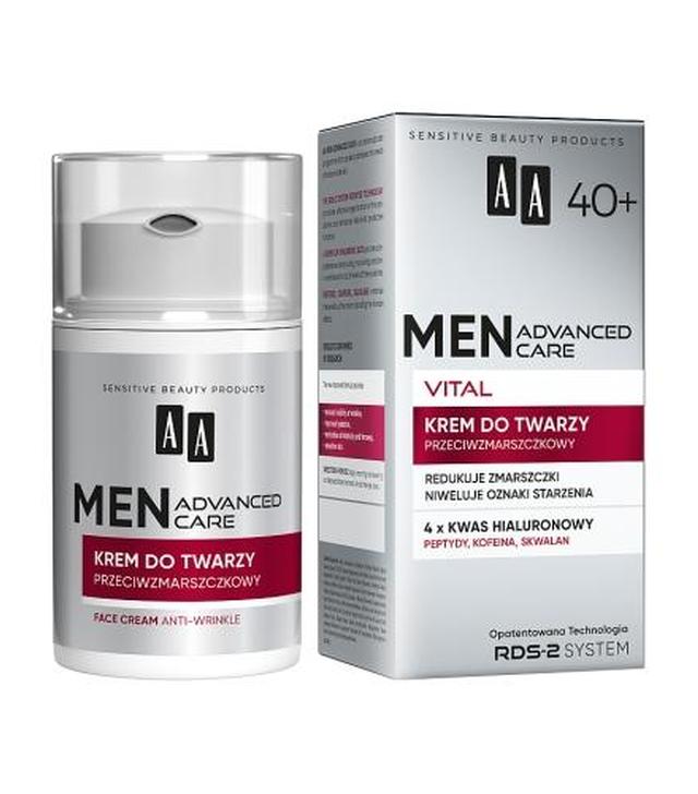 AA Men Advanced Care Vital 40+ Krem do twarzy przeciwzmarszczkowy, 50 ml
