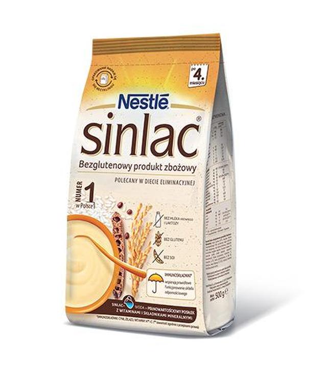 Nestle Sinlac Bezglutenowy Produkt Zbożowy Bez Laktozy Soi dla niemowląt po 4 miesiącu, 500 g, cena, opinie, składniki