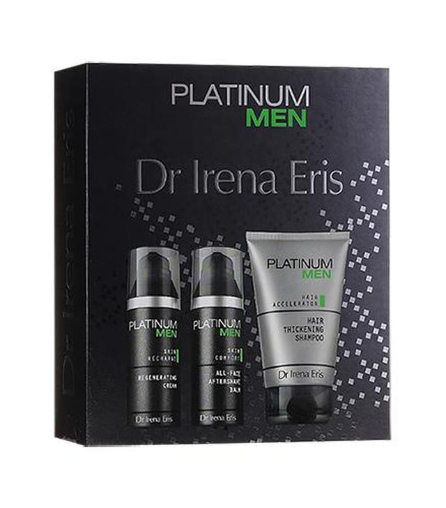 Dr Irena Eris Platinum Men Nawilżający Balsam po goleniu, 50 ml + Krem regenerujący do twarzy na dzień i na noc, 50 ml + Szampon zagęszczający włosy, 125 ml, cena, opinie, skład