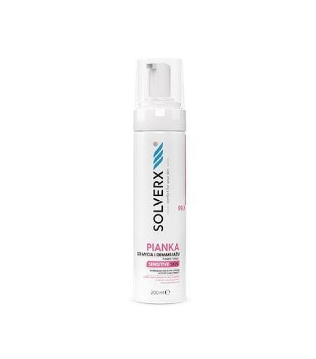 SOLVERX Pianka do mycia twarzy i demakijażu skóra wrażliwa i naczynkowa, 200 ml