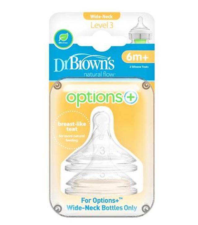 DR BROWN'S Smoczek do butelki Options+ Szeroka szyjka 6m+ - 2 szt. - cena, właściwości, opinie
