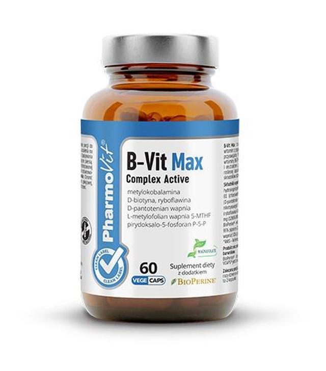 Pharmovit B-Vit Max Complex Active - 60 kaps. - cena, opinie, właściwości