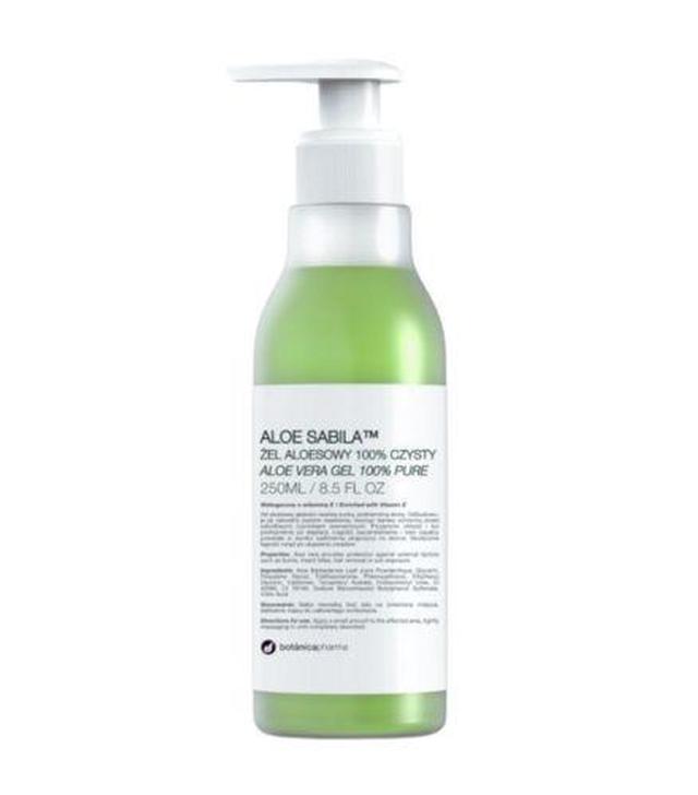 BOTANICAPHARMA Aloe Sabila żel 100% czysty  wzbogacony w witaminę E - 250 ml. Do skóry uszkodzonej i suchej.