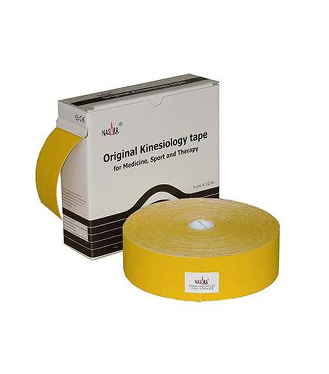 Nasara Kinesiology Tape XXL, 5 cm x 32 m, żółty, 1 szt., cena, wskazania, właściwości