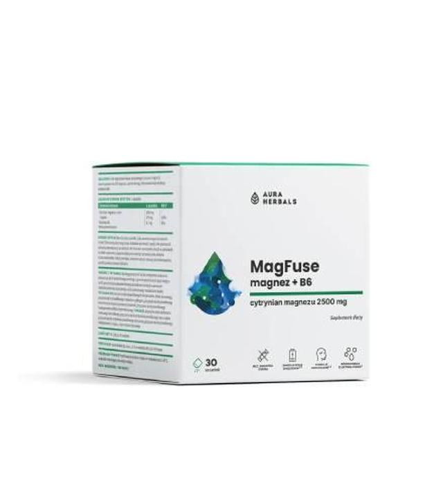 Aura Herbals MagFuse Magnez + B6, saszetki, 30 sztuk