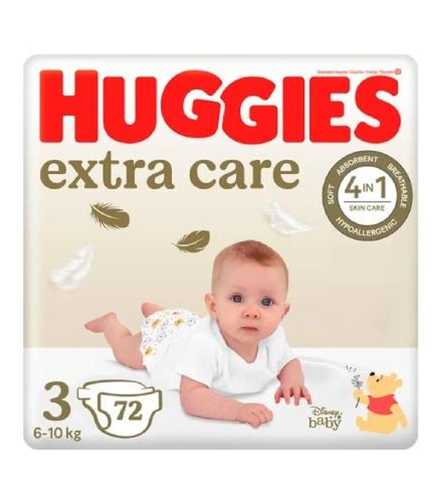 Huggies Extra Care 3 Pieluchy 6-10 kg, 72 sztuki
