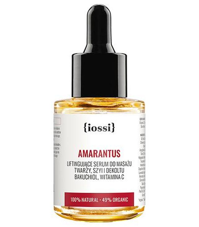 IOSSI Amarantus, Serum Liftingujące do masażu twarzy, szyi i dekoltu z bakuchiolem, witaminą C, 30 ml