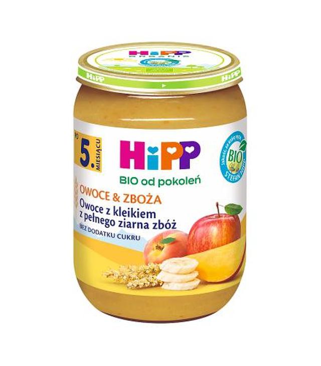 HiPP BIO od pokoleń, Owoce z kleikiem z pełnego ziarna zbóż, po 5. m-cu, 190 g, cena, opinie, właściwości