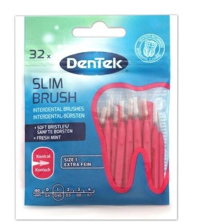 DenTek Slim Brush, szczoteczki międzyzębowe, rozmiar 1 (0,45 mm), 32 sztuki