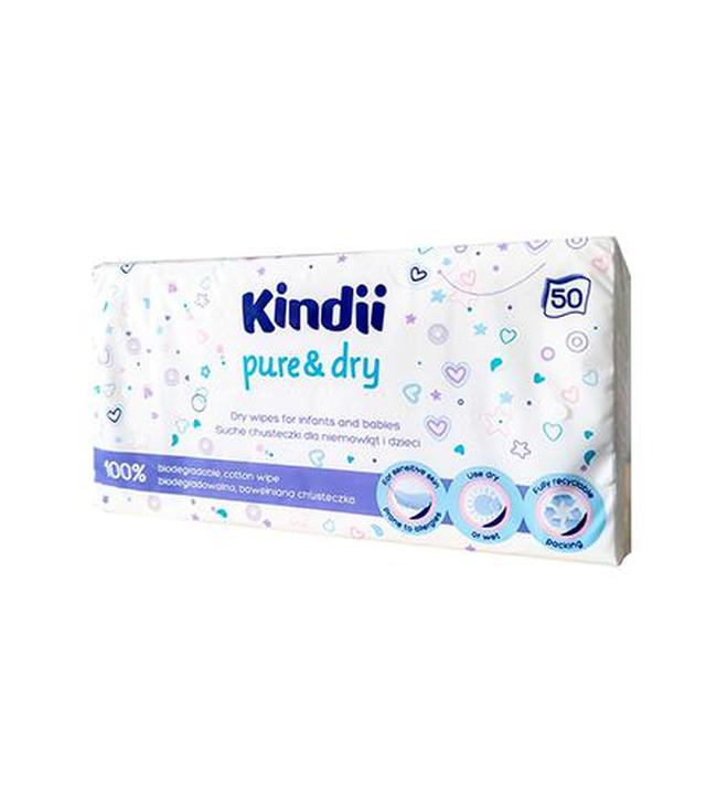 Kindii Pure &  Dry Suche Chusteczki dla niemowląt i dzieci, 50 sztuk
