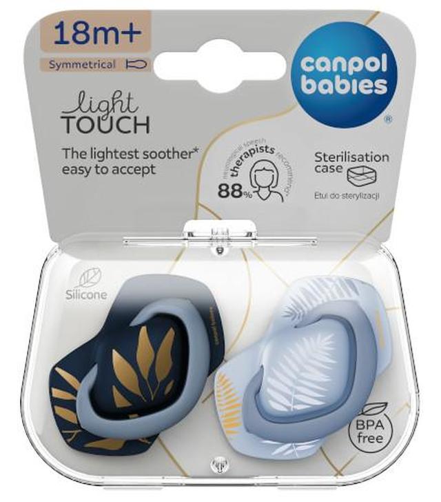 Canpol babies, smoczek silikonowy Light touch symetryczny Gold 18 m+, 2 sztuki 22/666_blu