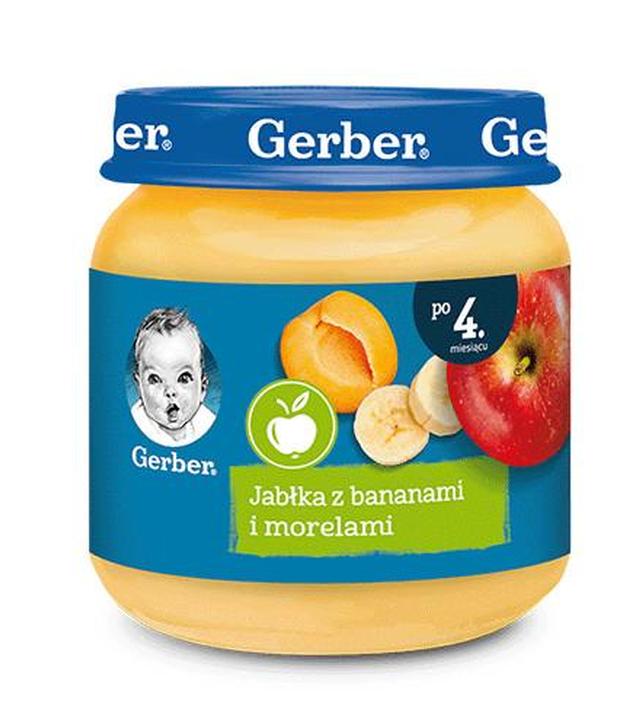 GERBER Deserek jabłka z bananami i morelami po 4 miesiącu, 125 g