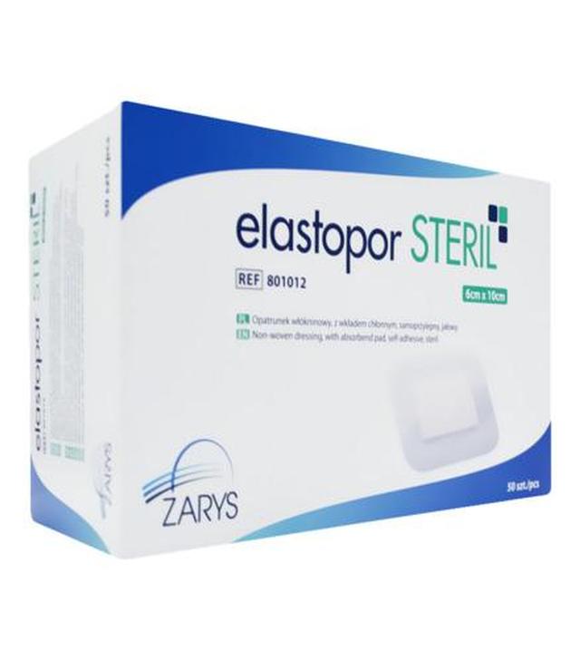 Elastopor Steril, Opatrunek jałowy włókninowy samoprzylepny z wkładem chłonnym 6 cm x 10 cm, 50 sztuk