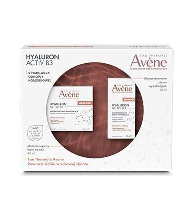 AVENE HYALURON ACTIV B3 Skoncentrowana pielęgnacja nocna: Hyaluron Activ B3 Multi intensywny krem na noc 40 ml + Hyaluron Activ B3 Skoncentrowane serum wypełniające 30 ml [ZESTAW]