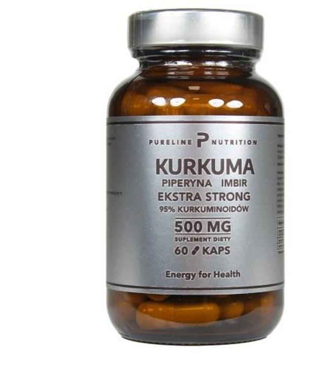 PURELINE NUTRITION Kurkuma Piperyna Imbir Ekstra Strong 95% Kurkuminoidów 500 mg, 60 kapsułek