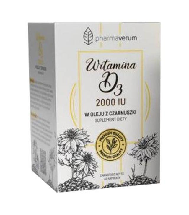 Pharmaverum Witamina D3 2000 IU w oleju z czarnuszki, 60 kaps., cena, opinie, składniki - ważny do 2025-10-31