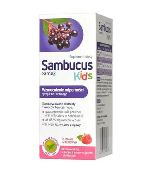 SAMBUCUS KIDS Syrop o smaku malinowym, 120 ml - ważny do 2024-10-31