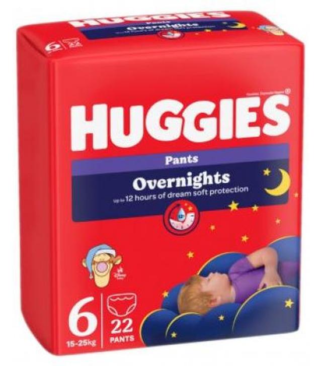 Huggies, pieluchomajtki Overnight Lullaby 6 (15-25 kg), 22 sztuki