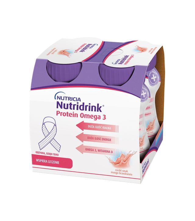 Nutridrink Protein Omega-3, o rześkim smaku mango-brzoskwinia, 4 x 125 ml