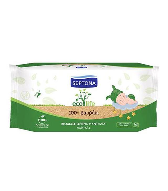 Septona Eco Life Biodegradowalne chusteczki dla niemowląt i dzieci, 60 sztuk - ważny do 2024-07-31