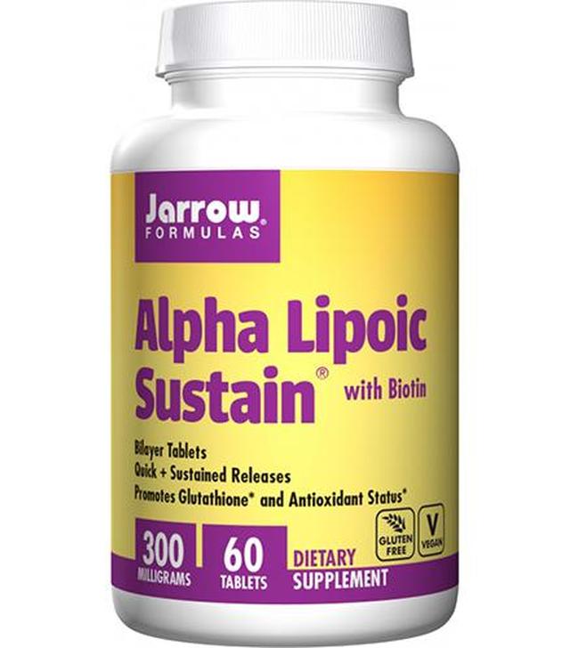 Jarrow Formulas Alpha Lipoic Sustain with Biotin 300 mg - 60 tabl. - cena, opinie, stosowanie