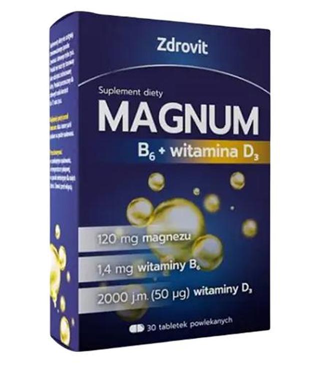 Zdrovit Magnum B6 + witamina D3, 30 tabl., cena, opinie, właściwości