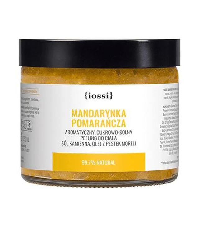 Iossi Mandarynka Pomarańcza Cukrowo - Solny Peeling do ciała Sól kamienna, Olej z pestek moreli - 250 ml - cena, opinie, stosowanie - ważny do 2025-09-30
