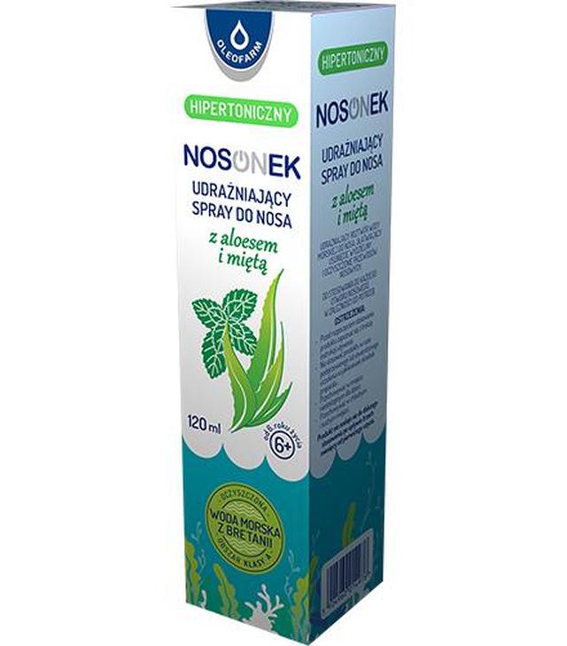 Oleofarm Nosonek Hipertoniczny Spray udrażniający do nosa z aloesem i miętą, 120 ml, cena, opinie, właściwości